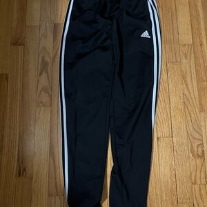 Adidas Kids Black Joggers with White Stripes